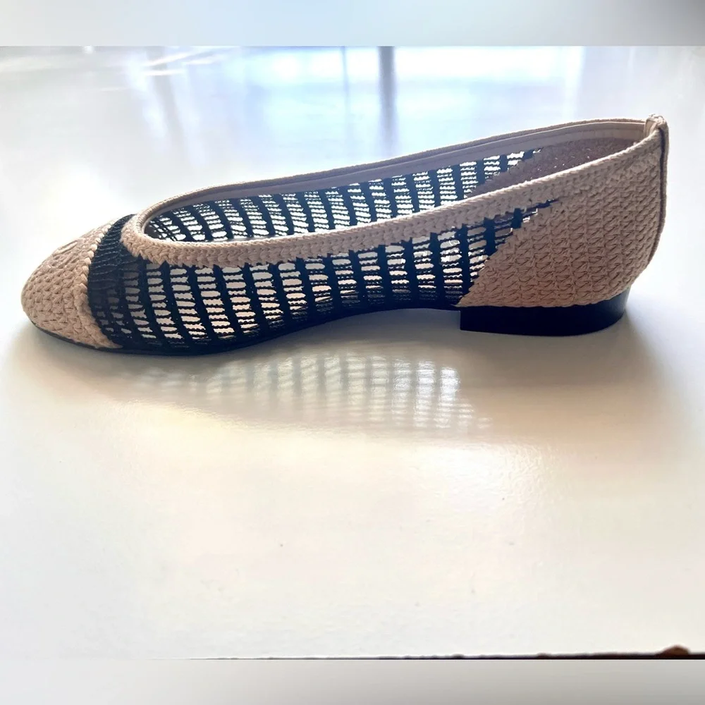 🔥 CHANEL Raffia Cap Toe Ballerina Flats